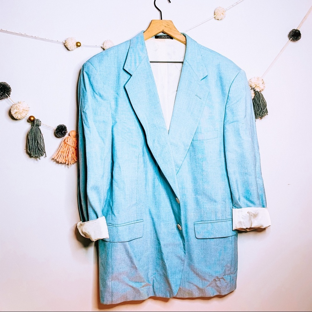 VINTAGE y2k baby blue preppy oversized coat blazer